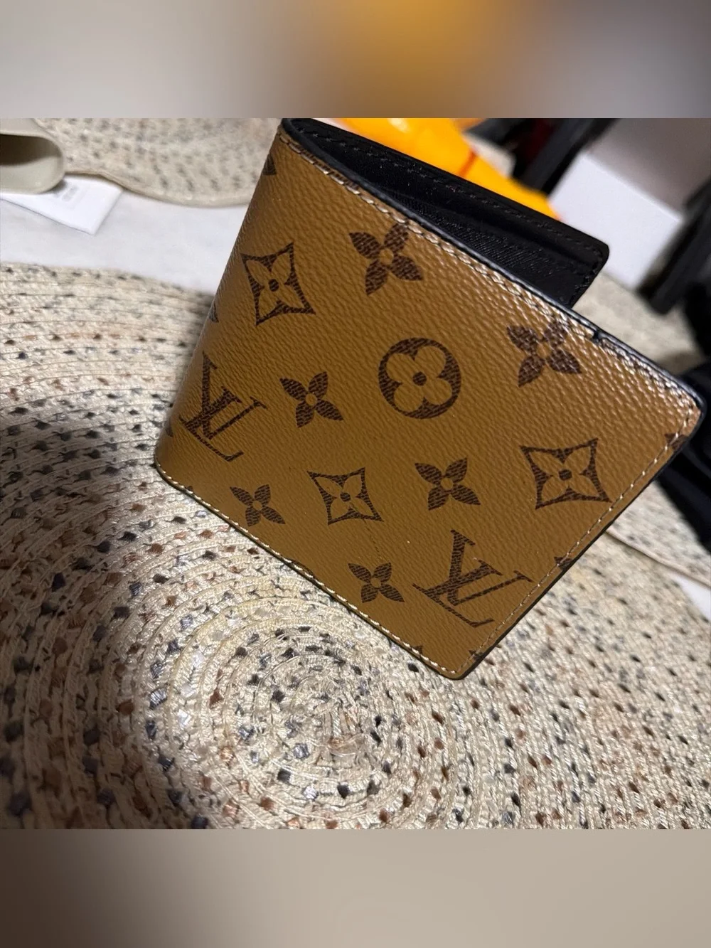 Monogram Canvas Wallet in Tan and Dark Brown